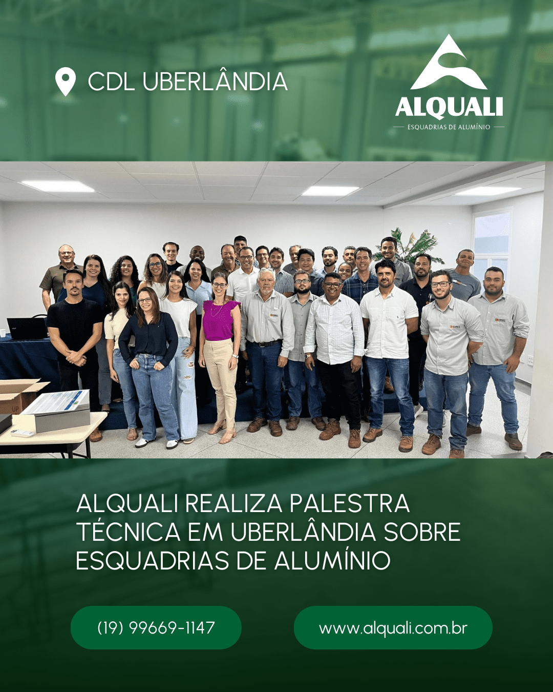 Alquali compartilha conhecimento técnico em palestra em Uberlândia sobre esquadrias metálicas Na última sexta-feira (27/02), a Alquali esteve no CDL Uberlândia promovendo uma palestra técnica para a equipe da Conel Construtora @conelconstrutora.