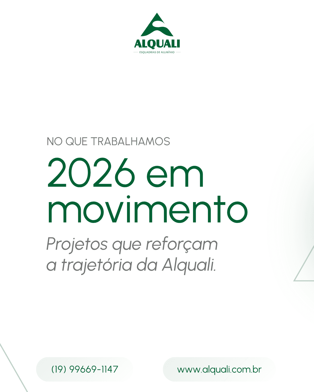 2026 em movimento: projetos que reforçam a trajetória da Alquali. 2026 tem sido um ano de continuidade, expansão e consolidação para a Alquali.